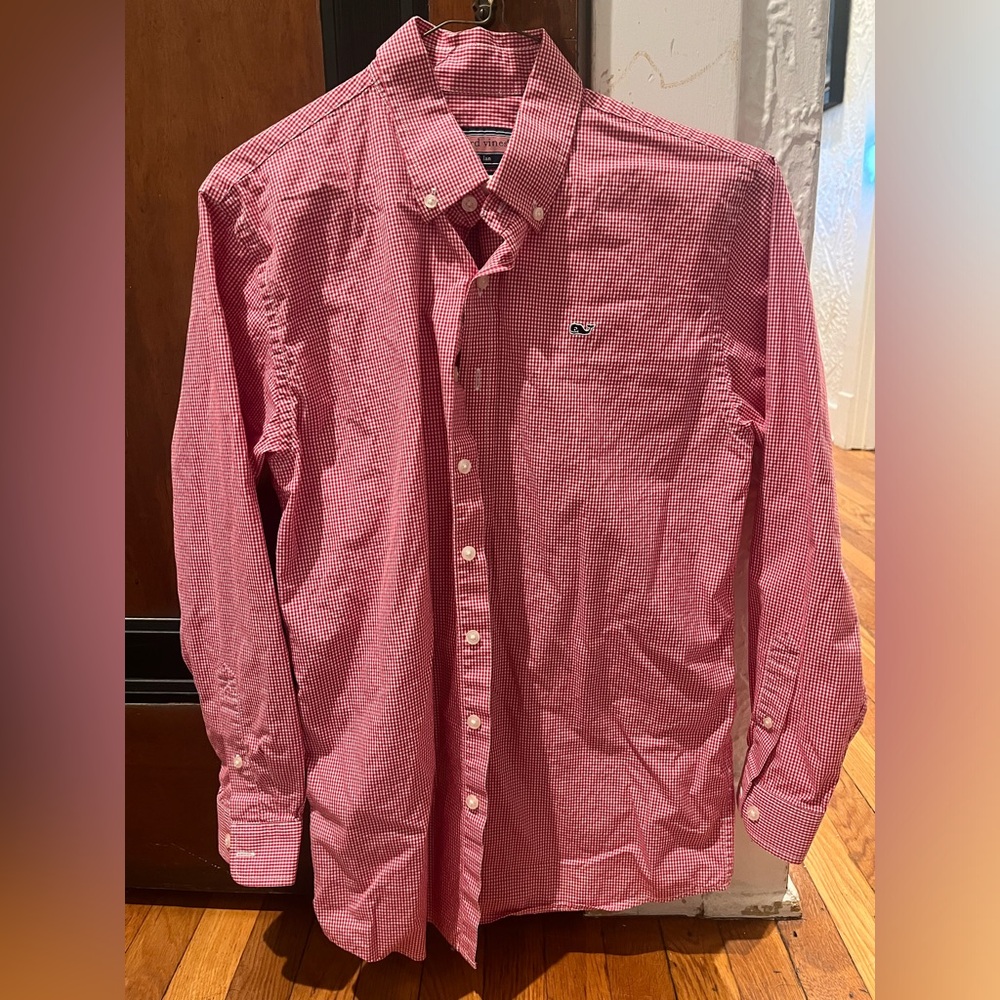 VINEYARD VINES BOYS RED BUTTON DOWN SHIRT COLLAR SIZE 16-18 LARGE